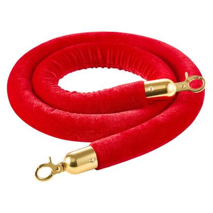 2 Pcs Red Velvet Stanchion Ropes, 1.5 m Crowd Control Stanchion Red Velvet Ropes with Gold Hooks, Post Queue Barrier Carpet Rope for Carpet Events Movie Theaters Grand Openings Hotels Party