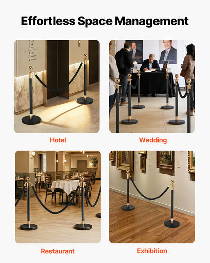 2 Pcs Black Velvet Stanchion Ropes, 1.5 m Crowd Control Stanchion Black Velvet Ropes with Gold Hooks, Post Queue Barrier Carpet Rope for Carpet Events Movie Theaters Grand Openings Hotels Party