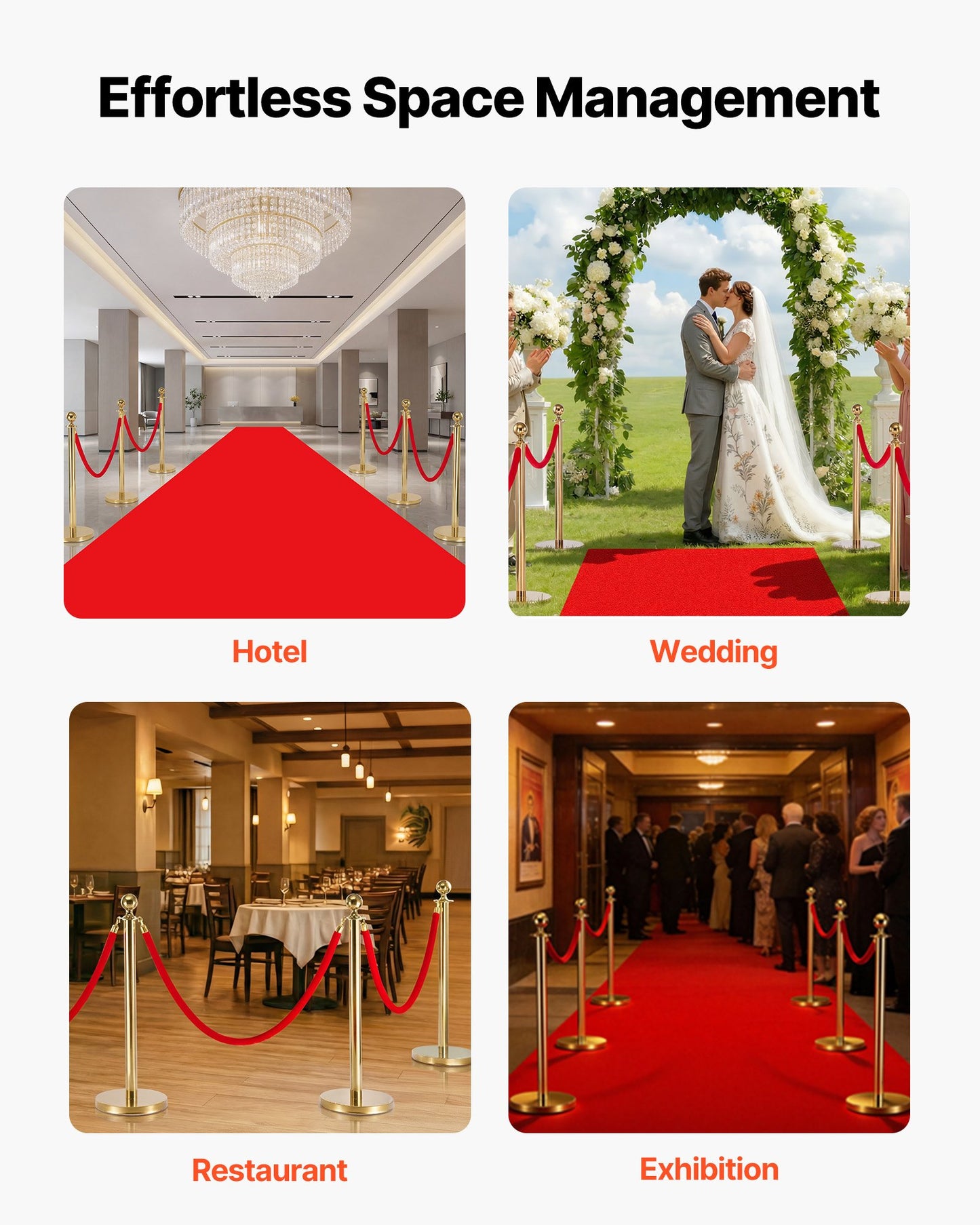4 Pcs Red Velvet Stanchion Ropes, 1.5 m Crowd Control Stanchion Red Velvet Ropes with Gold Hooks, Post Queue Barrier Carpet Rope for Carpet Events Movie Theaters Grand Openings Hotels Party
