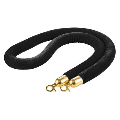 4 Pcs Black Velvet Stanchion Ropes, 1.5 m Crowd Control Stanchion Black Velvet Ropes with Gold Hooks, Post Queue Barrier Carpet Rope for Carpet Events Movie Theaters Grand Openings Hotels Party