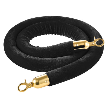 4 Pcs Black Velvet Stanchion Ropes, 1.5 m Crowd Control Stanchion Black Velvet Ropes with Gold Hooks, Post Queue Barrier Carpet Rope for Carpet Events Movie Theaters Grand Openings Hotels Party