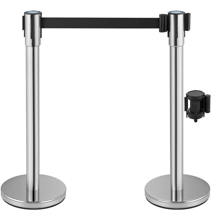 VEVOR Crowd Control Stanchion Stanchion Set 2Pcs w/ 2 m Black Retractable Belt
