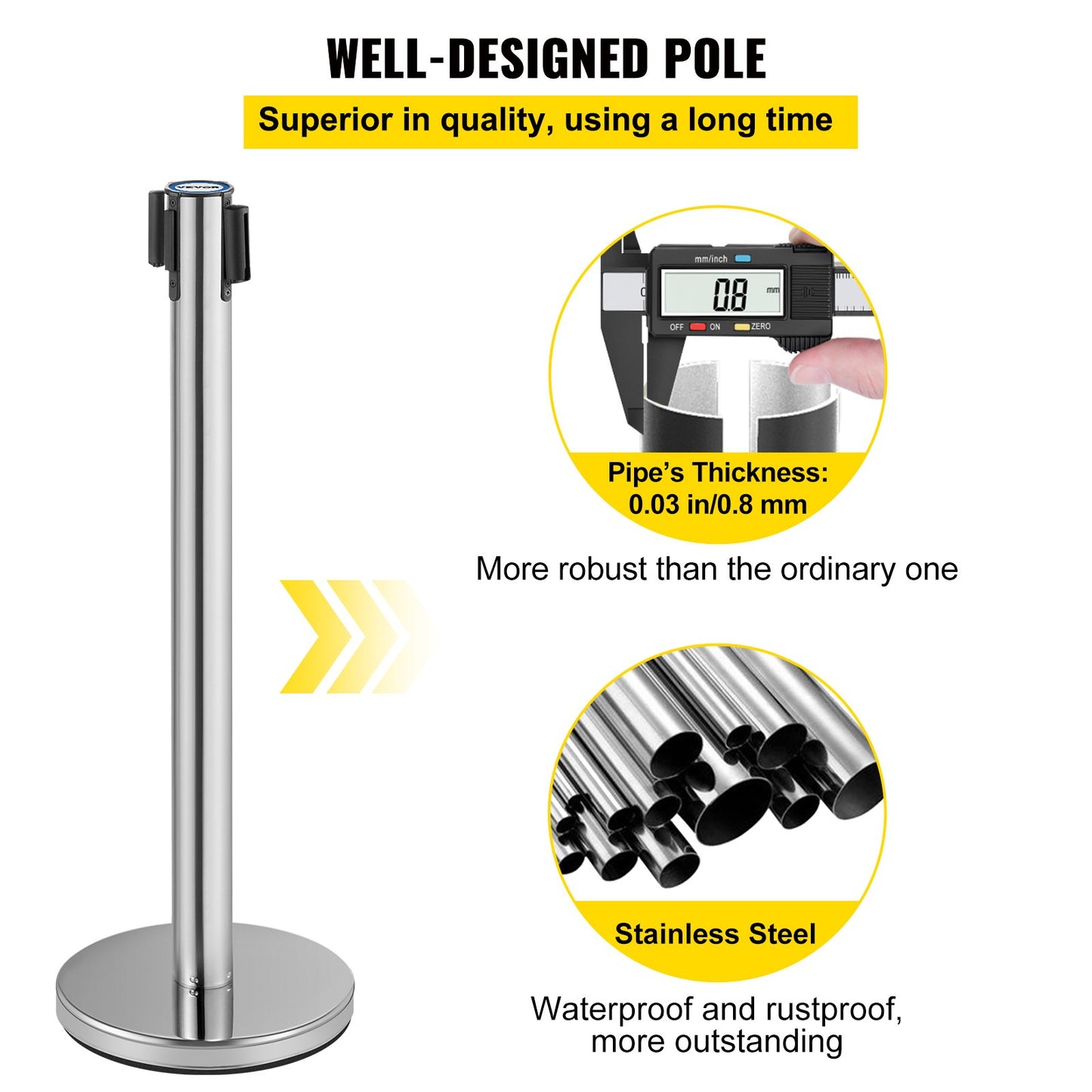 VEVOR Crowd Control Stanchion, Set of 6 Pieces Stanchion Set, Stanchion Set with