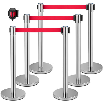 VEVOR Crowd Control Stanchion, Set of 6 Pieces Stanchion Set, Stanchion Set with