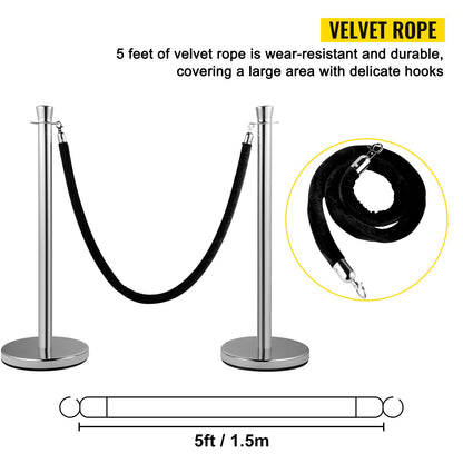 VEVOR Crowd Control Stanchion, Set of 2 Pieces Stanchion Set, Stanchion Set with