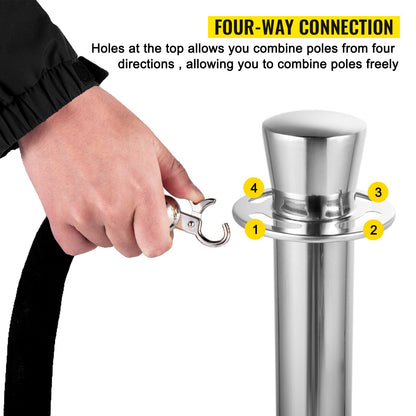 VEVOR Crowd Control Stanchion, Set of 2 Pieces Stanchion Set, Stanchion Set with