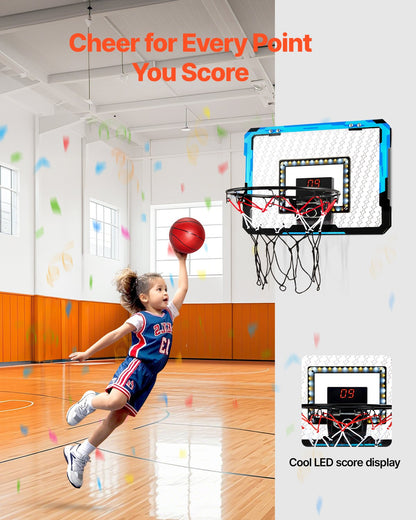 VEVOR Kids Basketball Hoop LED Lights & Audio Scoreboard Indoor Basketball Hoop