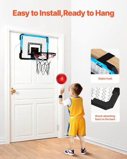 VEVOR Kids Basketball Hoop LED Lights & Audio Scoreboard Indoor Basketball Hoop