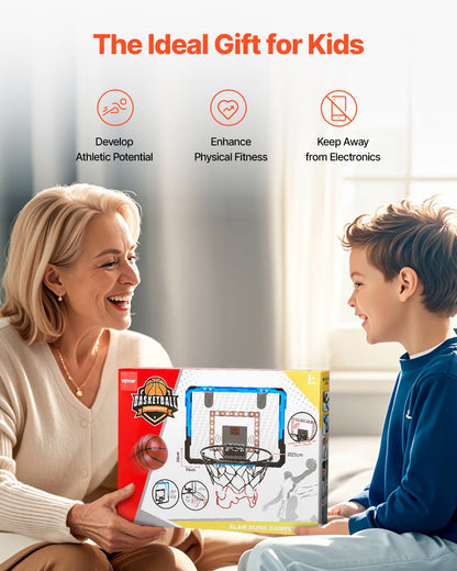 VEVOR Kids Basketball Hoop LED Lights & Audio Scoreboard Indoor Basketball Hoop