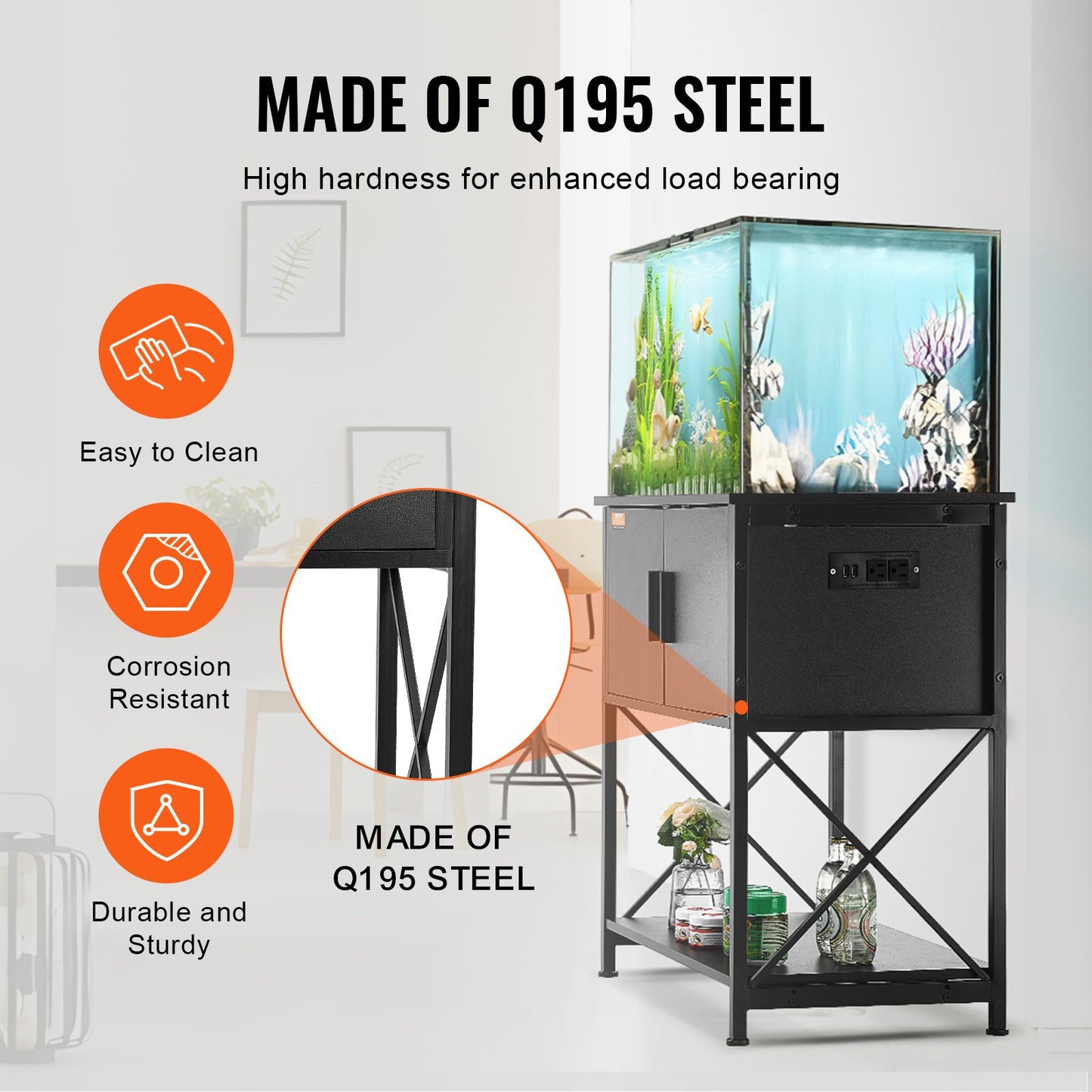 VEVOR Aquarium Stand, 29 Gallon Fish Tank Stand, 28.7 x 16.5 x 30 in Steel and MDF