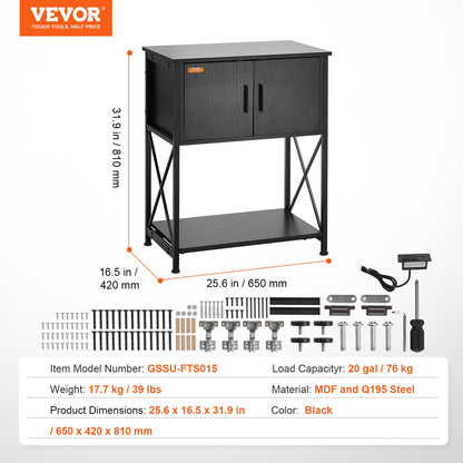VEVOR Aquarium Stand, 20 Gallon Fish Tank Stand, 25.6 x 16.5 x 31.9 in Steel and