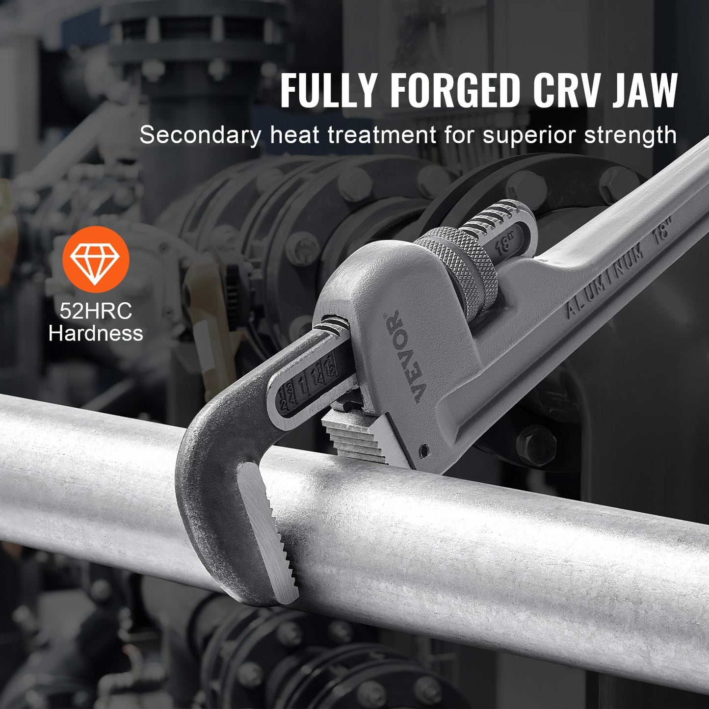 3-Piece Aluminum Pipe Wrench Set, 0.25m 0.35m 0.45m, Adjustable & Ergonomic Design