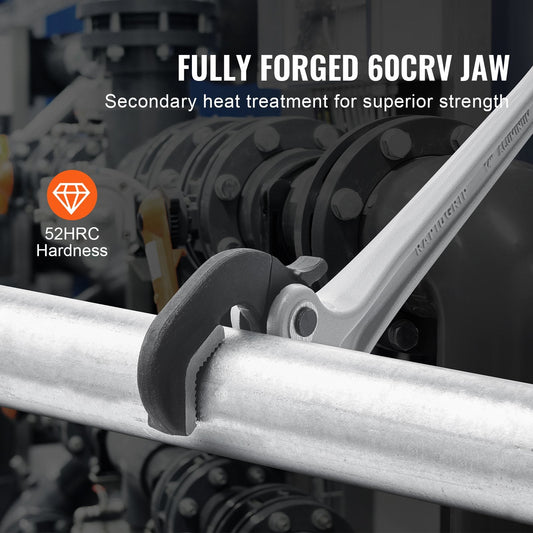 Aluminum Pipe Wrench 0.36m with Auto Jaw Adjustment, Lightweight & Durable