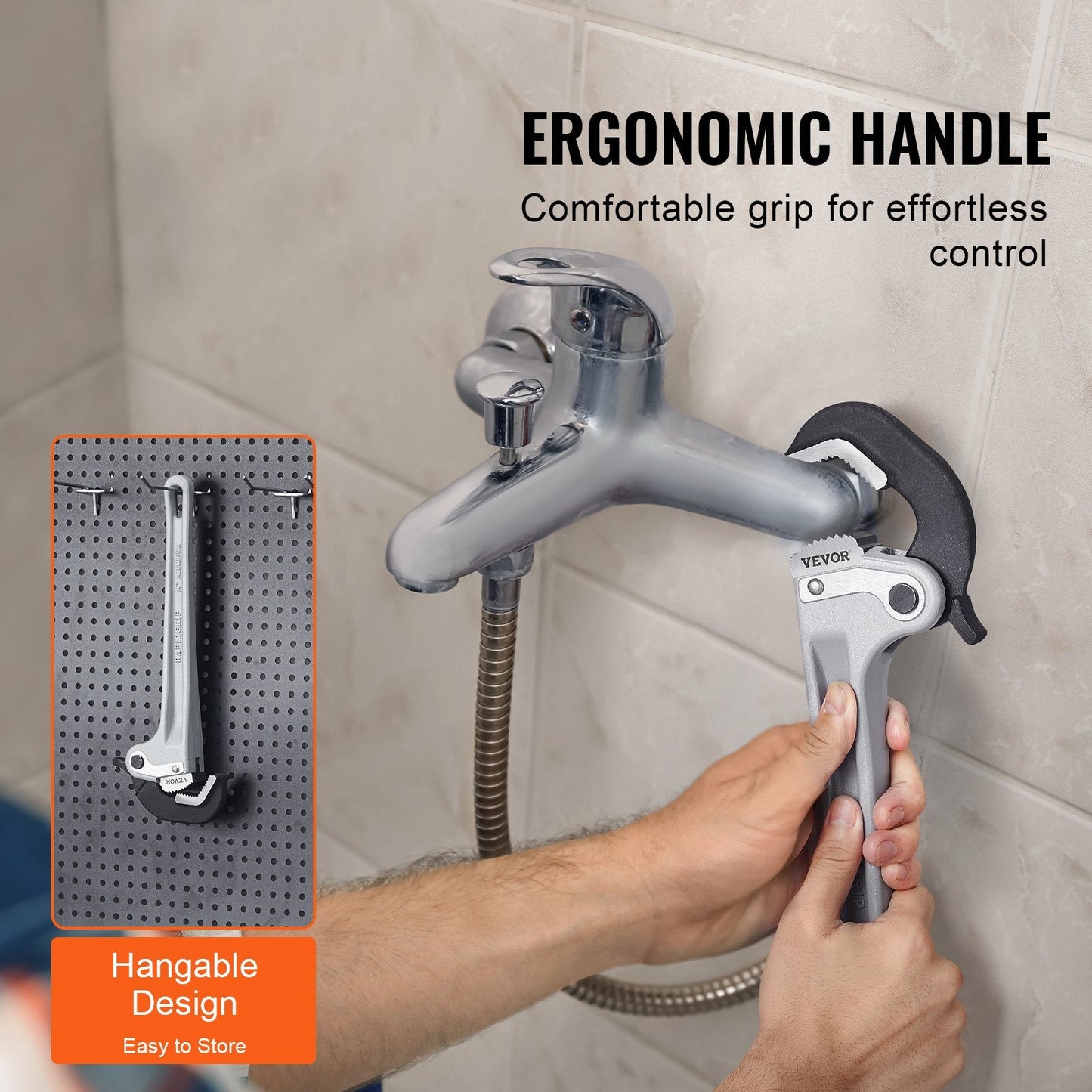 Aluminum Pipe Wrench 0.36m with Auto Jaw Adjustment, Lightweight & Durable