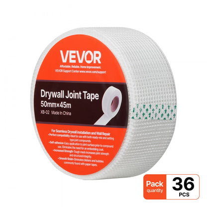36 Rolls 45m x 50mm Self-Adhesive Fiberglass Drywall Mesh Tape