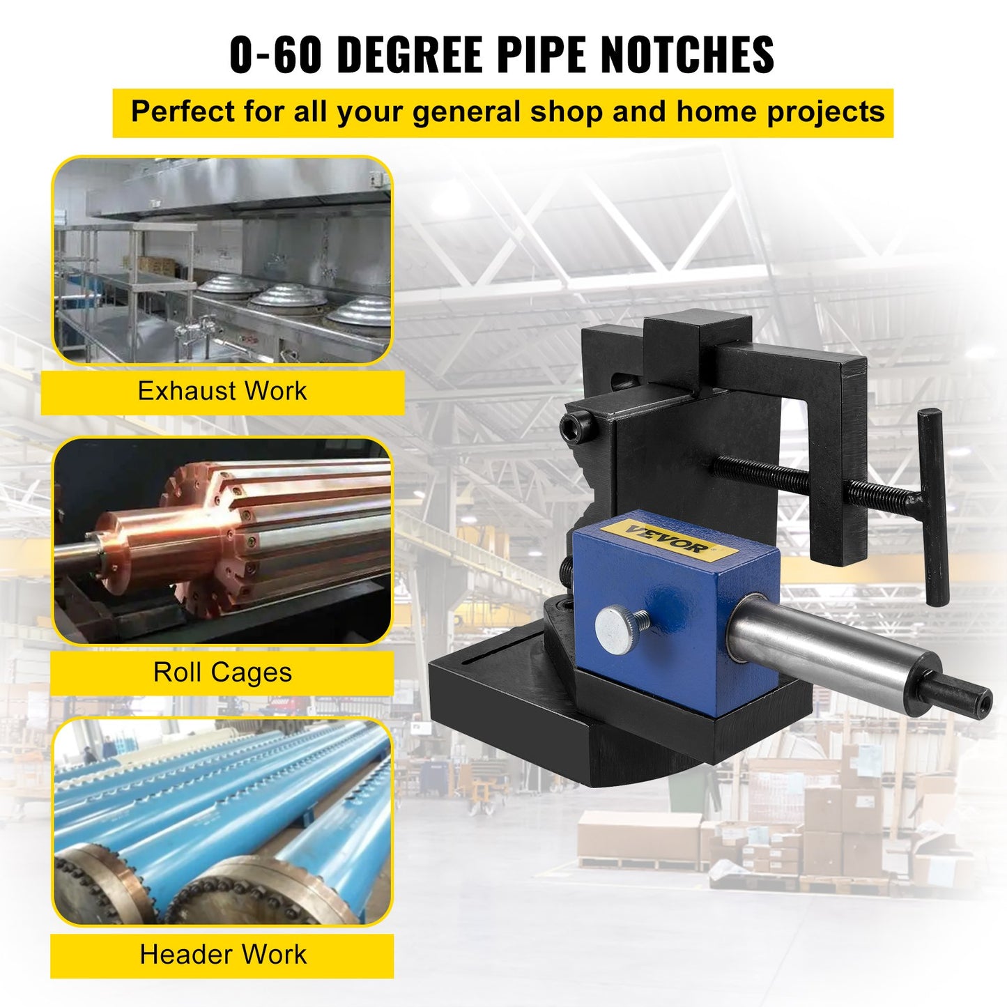 VEVOR Pipe Notcher Punch and Press Tool for 0-50 Degree Tube Notcher Tool Notches