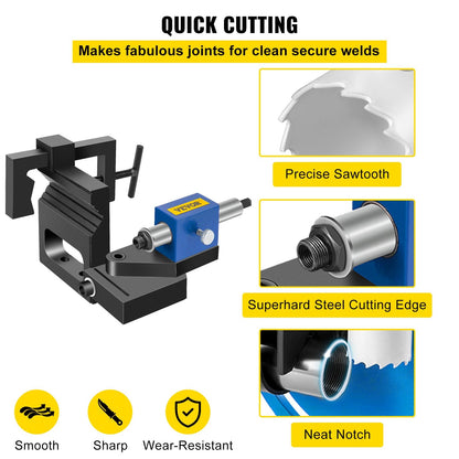 Adjustable Pipe Notcher Punch & Press Tool for 0-50° Angles, 1.9-7.62cm Tubes