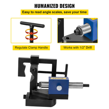VEVOR Pipe Notcher Punch and Press Tool for 0-50 Degree Tube Notcher Tool Notches