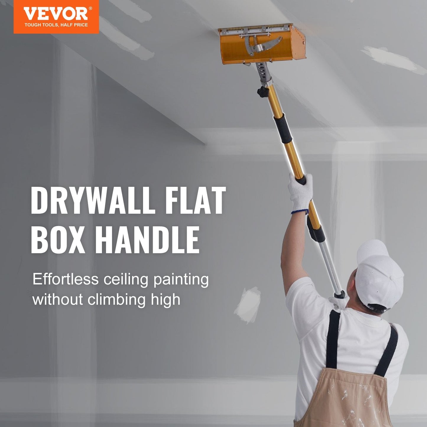 Adjustable Aluminum Drywall Flat Box Handle, 1-1.6m Length, Non-Slip Grip