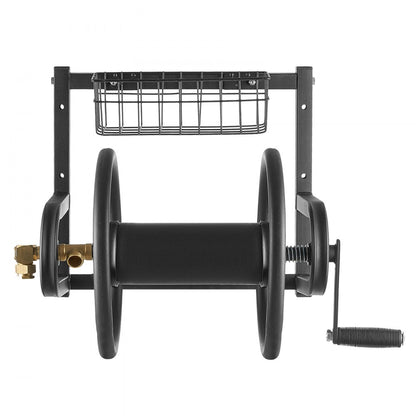 Wall Mounted Garden Hose Reel 125ft 5/8 in Metal Hose Reel with Basket