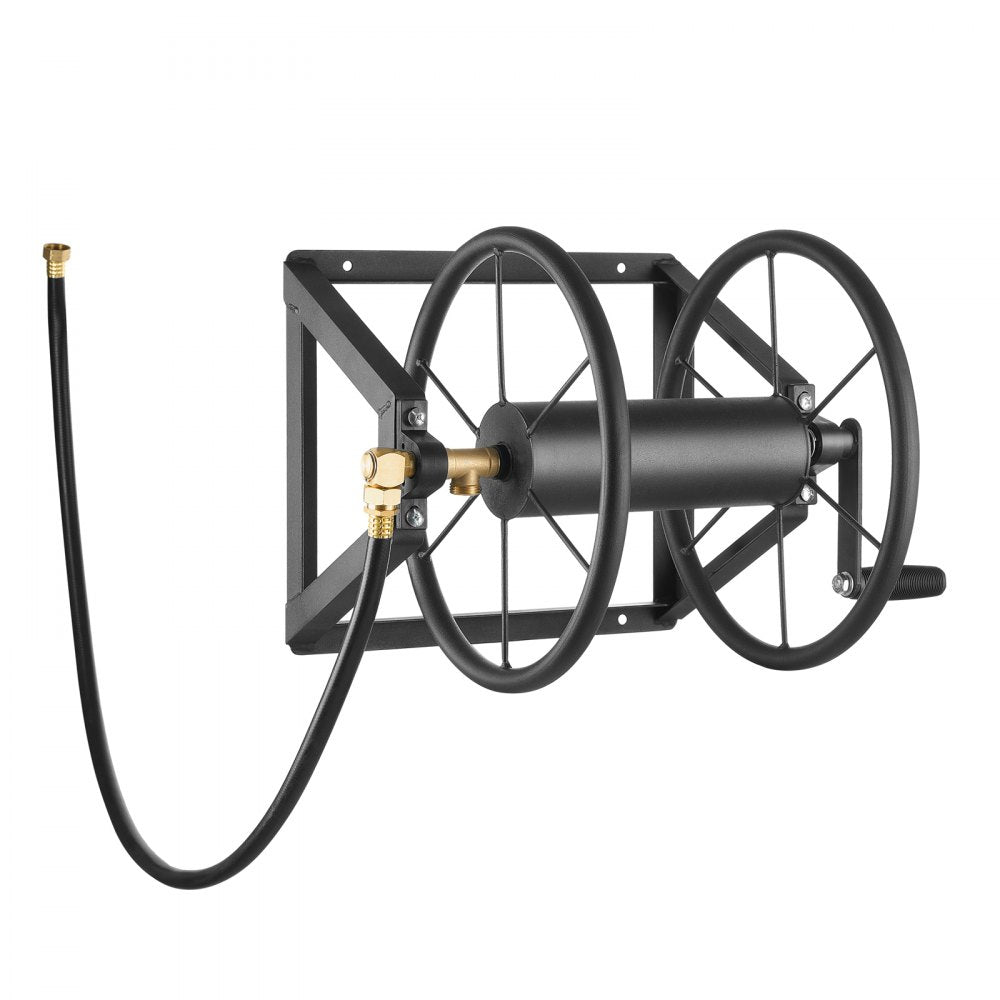 Wall Mounted Garden Hose Reel 200ft 5/8 in Hose Winder 5ft Leader Hose