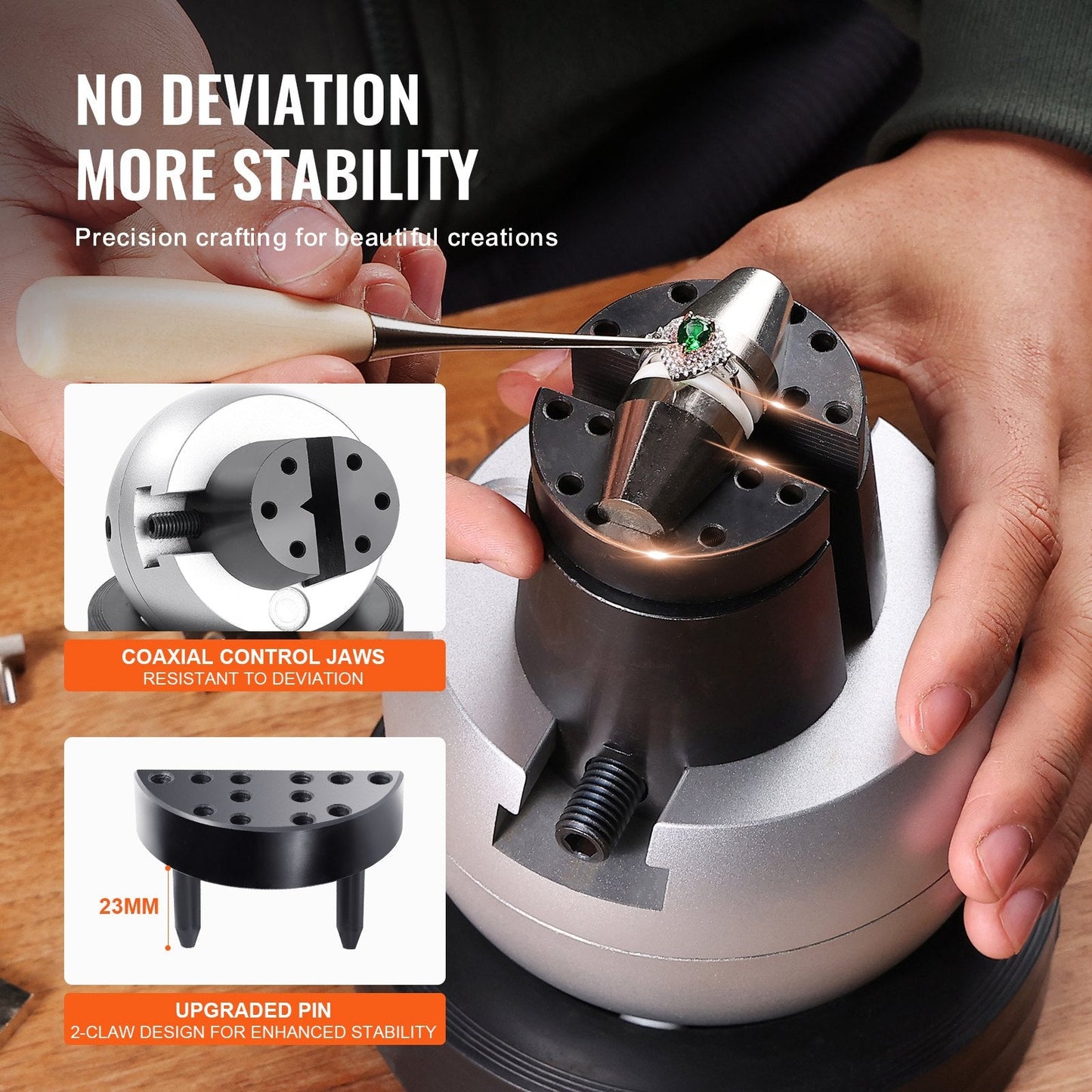 Adjustable Jewelry Engraving Ball Vise with 34 Attachments & Rubber Base