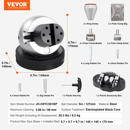 VEVOR Engraving Block 5 inch Ball Vise Setting Jewelry Ball Vise Engraving with