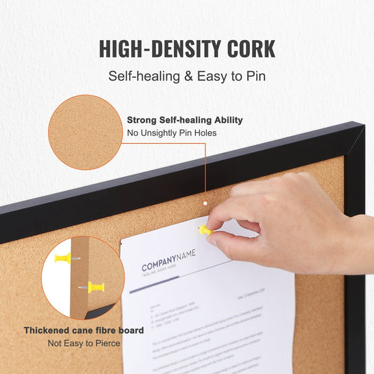Wall-Mounted Cork Board with MDF Frame – 0.9 x 0.6m, High-Density, Versatile Use