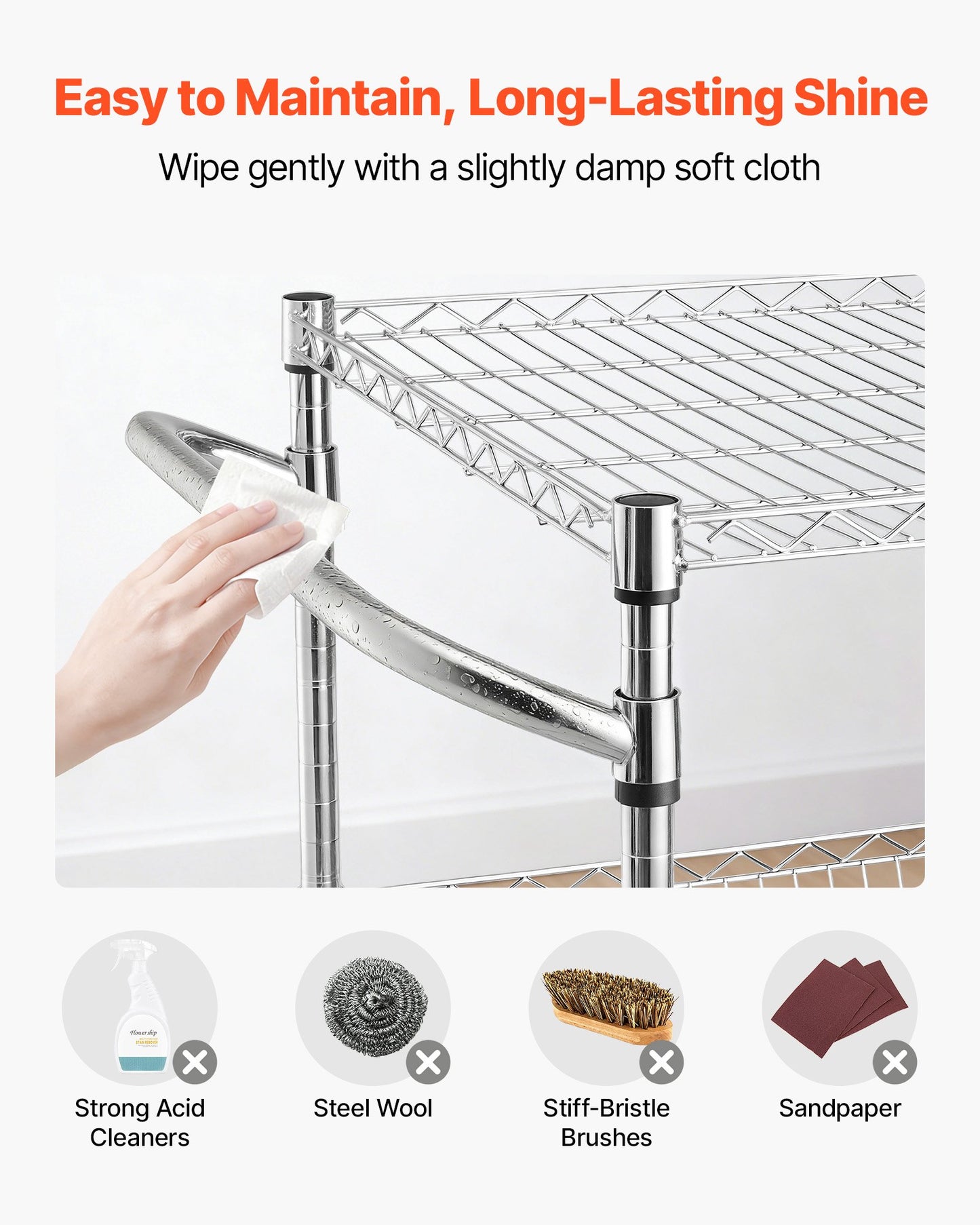 Kitchen Utility Cart, 3 Tier Heavy Duty Adjustable Wire Storage Rack, Commercial Steel Rolling Service Trolley on Wheels, Work Table with Handle Bar, for Garage and Laundry Room, 102x63x104 cm