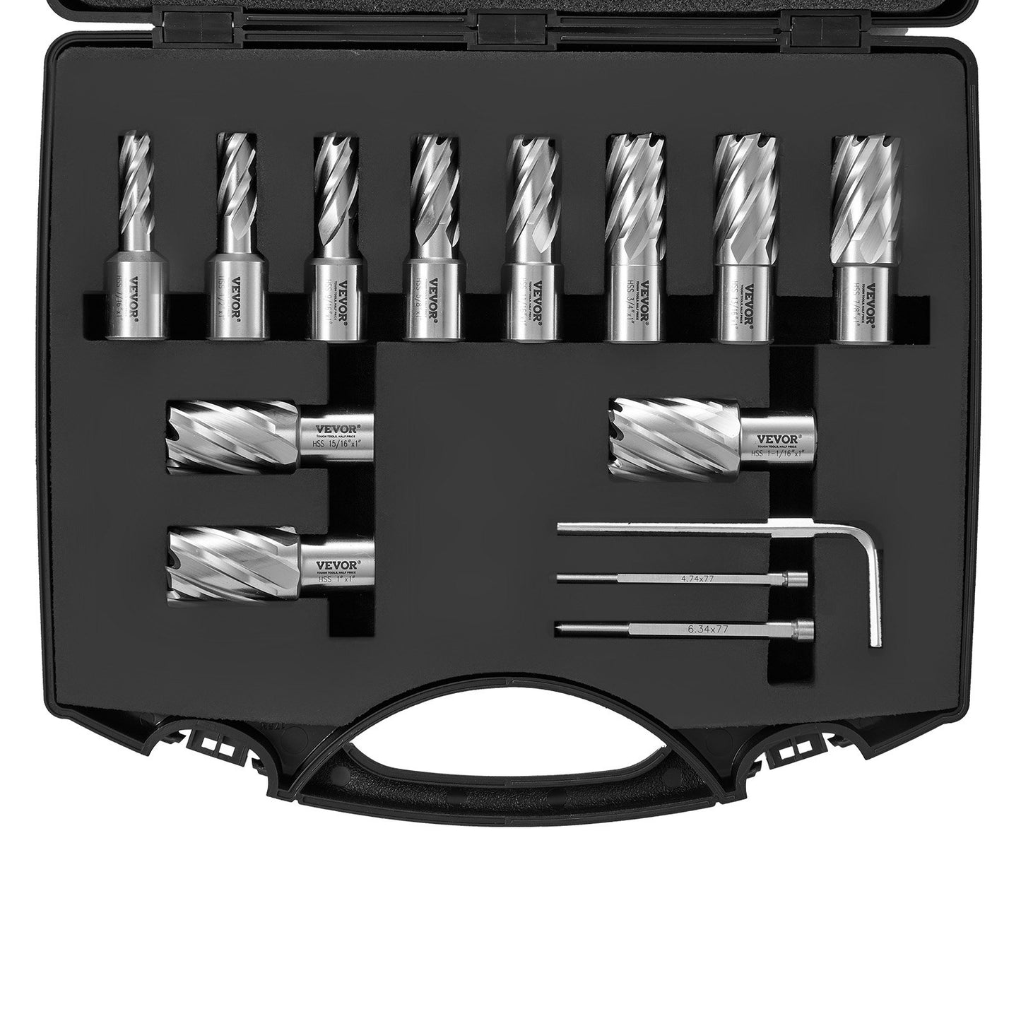 VEVOR Annular Cutter Set, 13 pcs Weldon Shank Mag Drill Bits, 1" Cutting Depth,