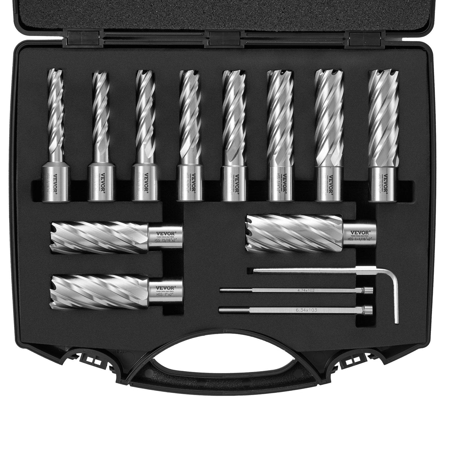 13-Piece Annular Cutter Set, 50mm Depth, 11-27mm Diameter, M2AL HSS with Case
