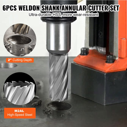 Annular Cutter Set: 6-Piece High-Speed Steel Drill Bits, 5cm Cutting Depth