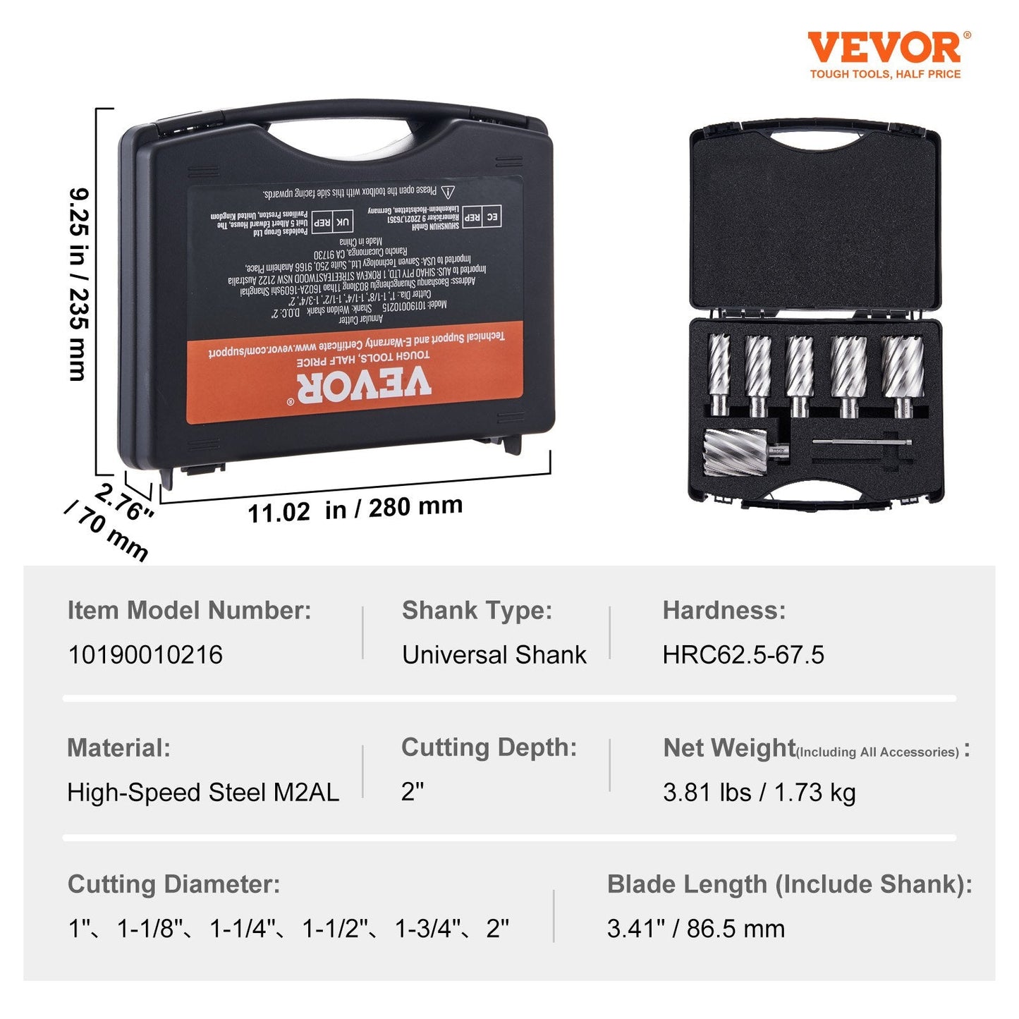 Annular Cutter Set: 6-Piece High-Speed Steel Drill Bits, 5cm Cutting Depth