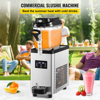 Commercial 6L Slush Machine for Frozen Drinks, Stainless Steel, 15 kg
