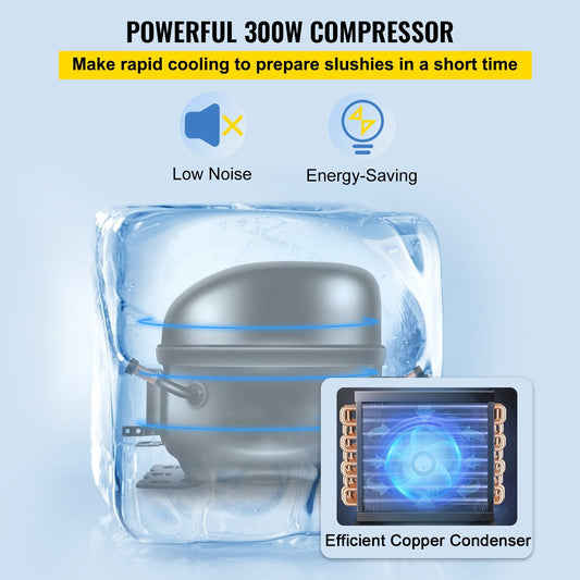 Commercial 6L Slush Machine for Frozen Drinks, Stainless Steel, 15 kg