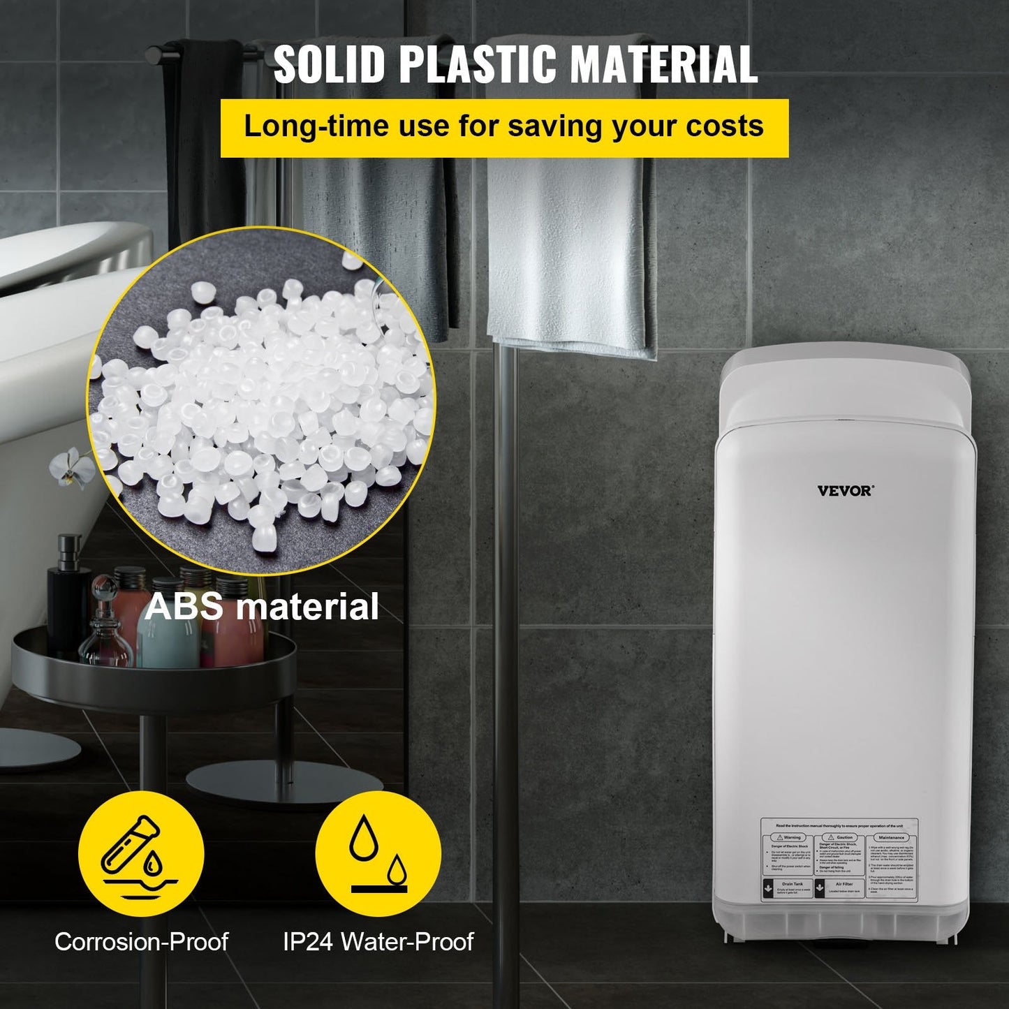 Automatic High-Speed Jet Hand Dryer with HEPA Filtration, White, 8.8 kg