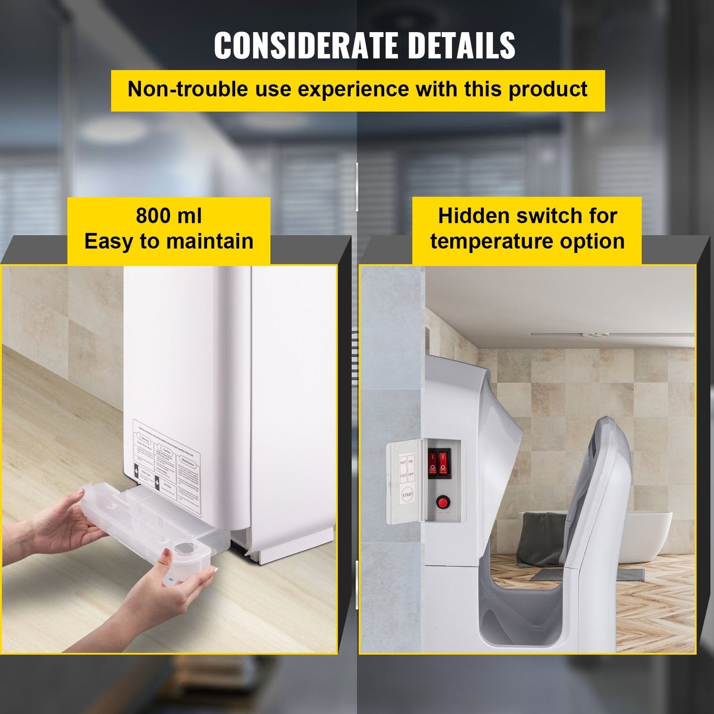 Automatic High-Speed Jet Hand Dryer with HEPA Filtration, White, 8.8 kg