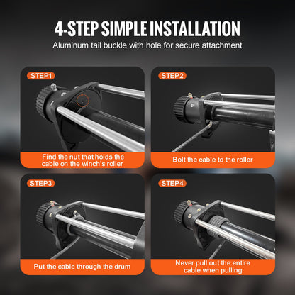 VEVOR Galvanized Steel Winch Cable, 9.5 mm x 22.9 m 67.6 kN Breaking Strength, Wire