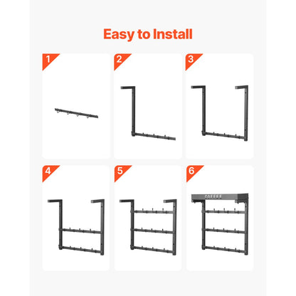 VEVOR Coffee Mug Holder Wall Mounted w/ 12 Movable Hooks and Top Shelf Cup Rack