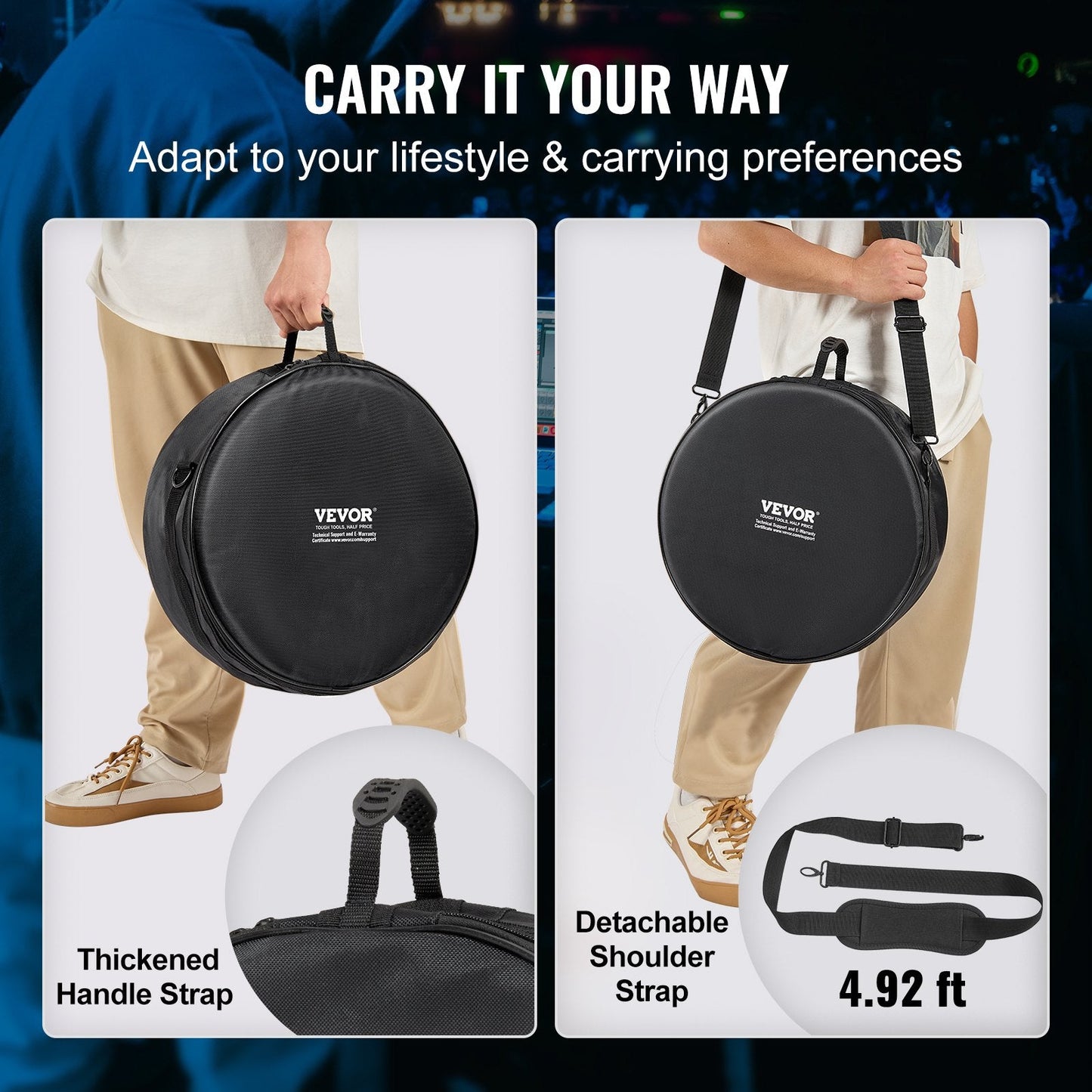5-Piece Drum Bag Set with Padded Protection, Foldable Design, and Shoulder Strap