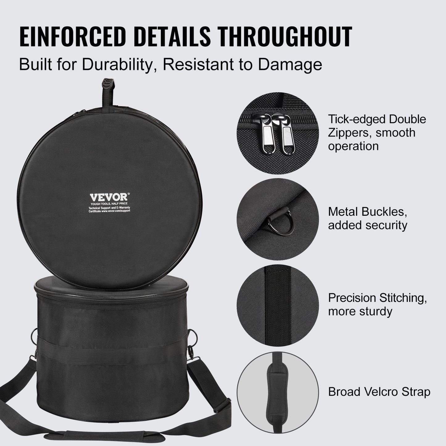5-Piece Drum Bag Set with Padded Protection, Foldable Design, and Shoulder Strap