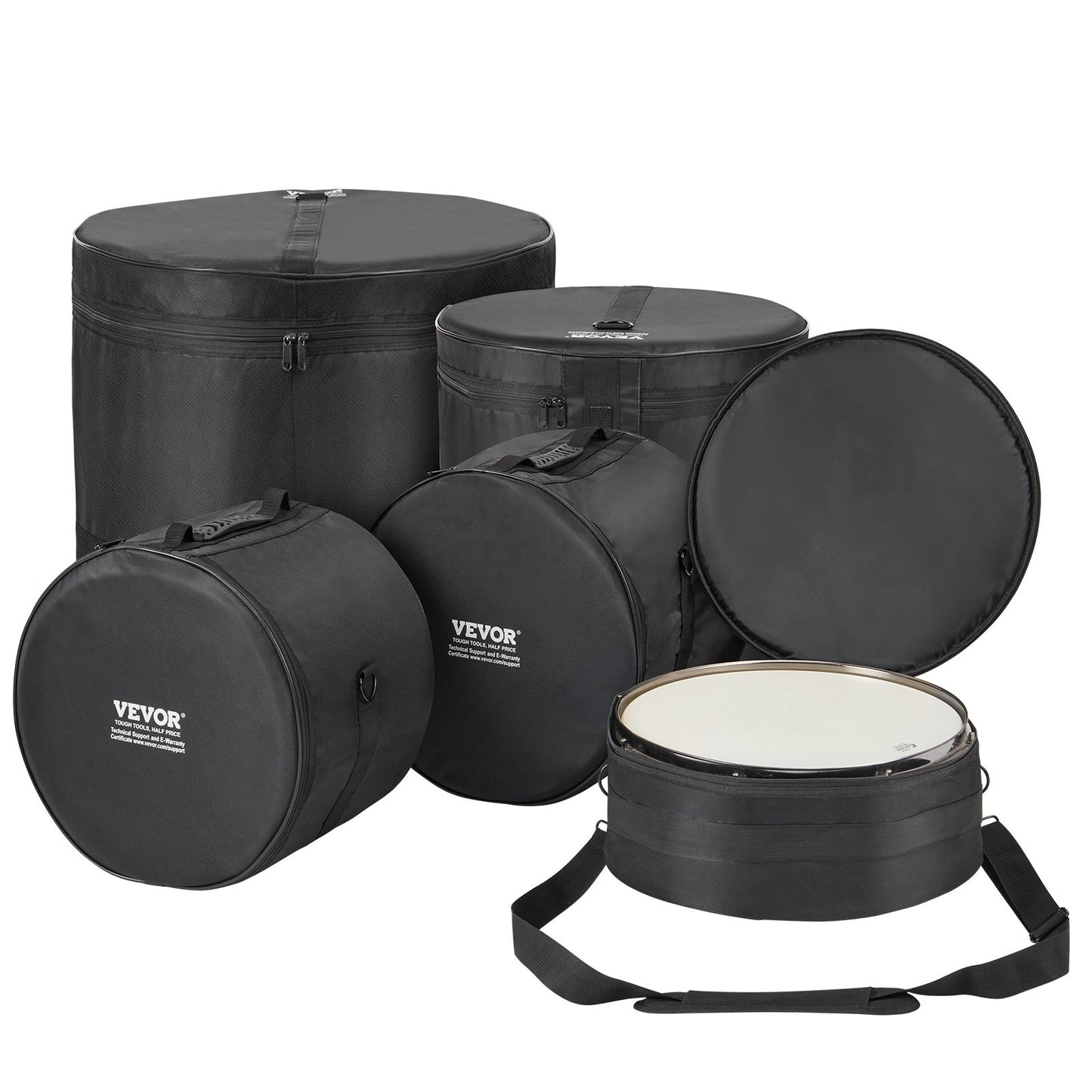 VEVOR 5-Piece Drum Bag Set, 1680D Oxford Fabric, Padded Drum Bags and Cases with