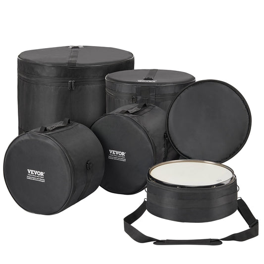 VEVOR 5-Piece Drum Bag Set, 1680D Oxford Fabric, Padded Drum Bags and Cases with
