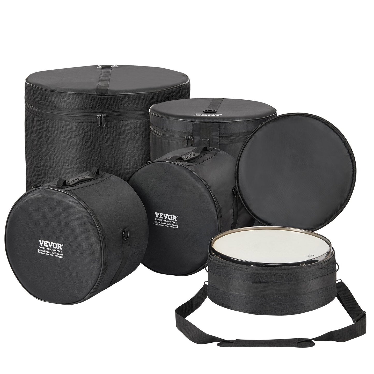 5-Piece Drum Bag Set with Padded Protection, Foldable Design, and Shoulder Strap