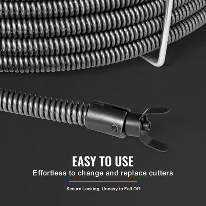 VEVOR Drain Cleaning Cable 100 FT x 3/4 Inch, Solid Core Steel Drain Cleaner Cable