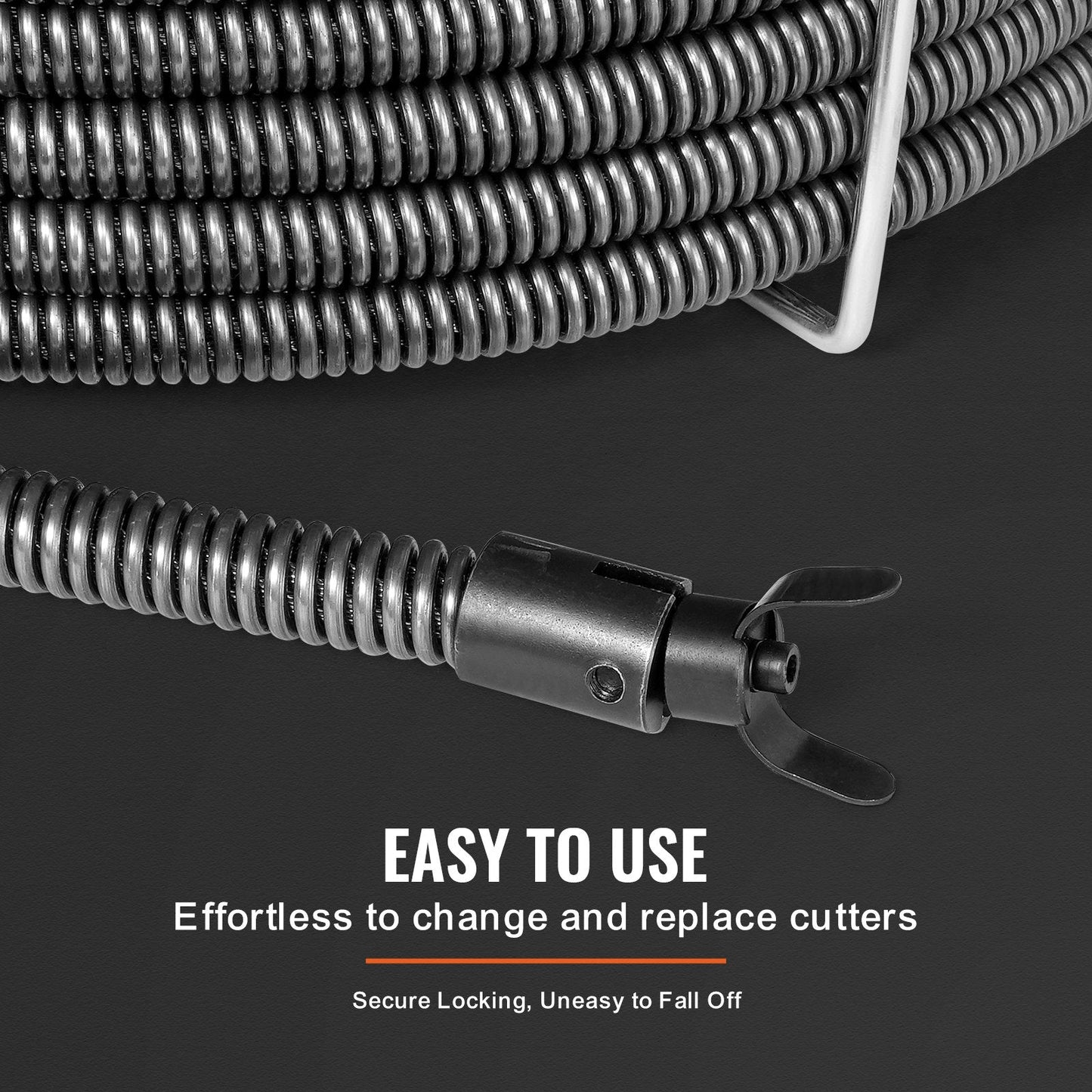 Professional 30m Solid Core Steel Drain Cleaning Cable with 4 Cutters