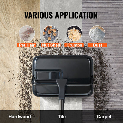 Manual Carpet Sweeper, 0.2 m Path, 0.8 kg, 300 ml Bin, Swiveling Head, Lightweight