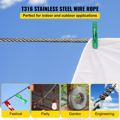 Durable 316 Stainless Steel Cable 3.2mm x 30.5m for Railing & Decking