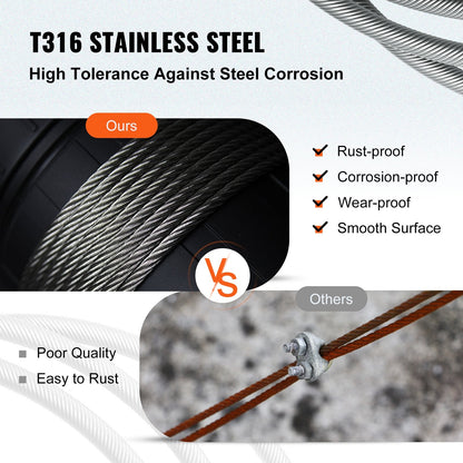 Stainless Steel Marine Grade Cable, 4.8mm x 152m, for Various Applications