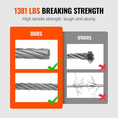 VEVOR T316 Deck Railing Cable, 1/8" Stainless Steel Wire Rope 9144 cm with Cutter